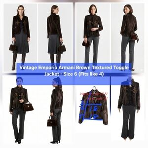 Vintage Emporio Armani Brown Textured Toggle Jacket Size 6 (Fits like 4)